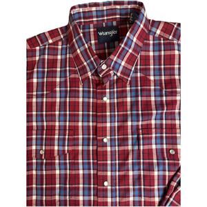 Wrangler Men’s XL‎ Pearl Snap Red Blue Plaid Long Sleeve Western Cowboy